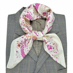 ✨Elegant Bandana Square Scarf Silky Satin Beige Wrap Stylish Floral Paisley New✨